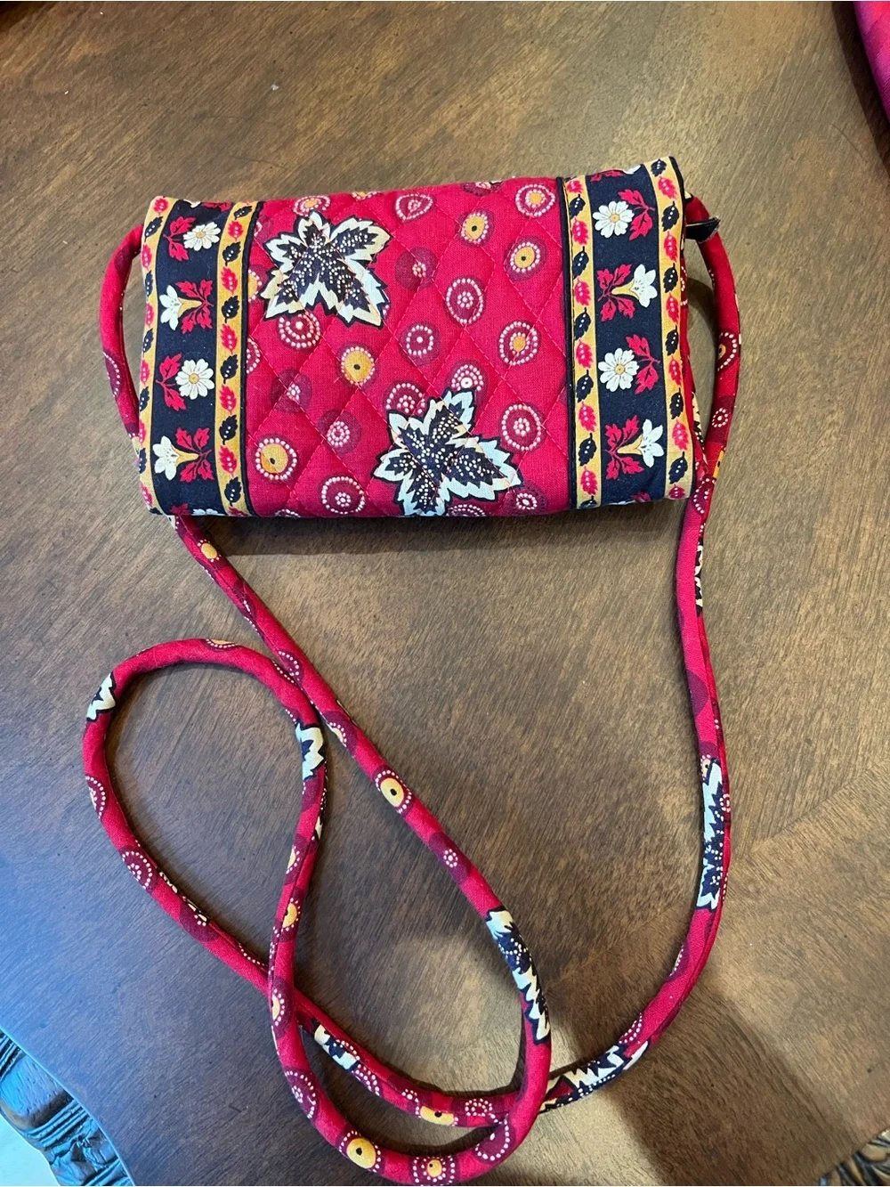 Vera Bradley Red Quilted Floral Crossbody Wallet